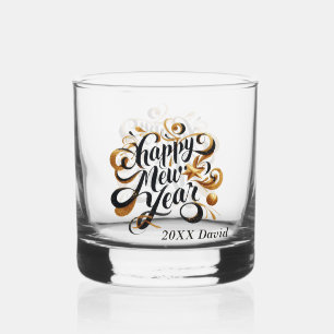 Happy New Year rock glass add year name