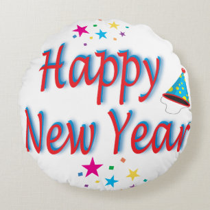 Happy New Year Round Cushion