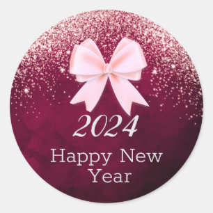 happy new year round Sticker rose vector