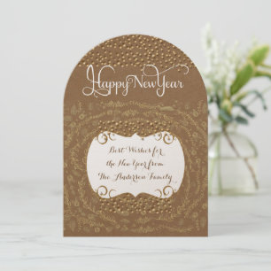 Happy New Year Rustic Floral Garland Invitation