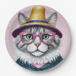 Happy New Year’s party - Cat in Disguise Paper Plate