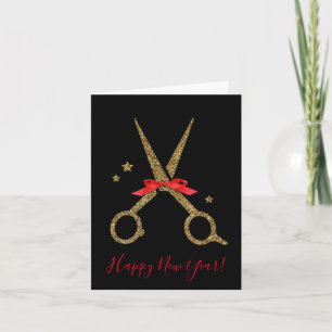 Happy New Year SALON - Hair dresser scissors Holiday Card