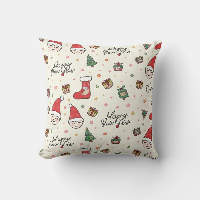 Happy New Year Santa Cushion (Front)