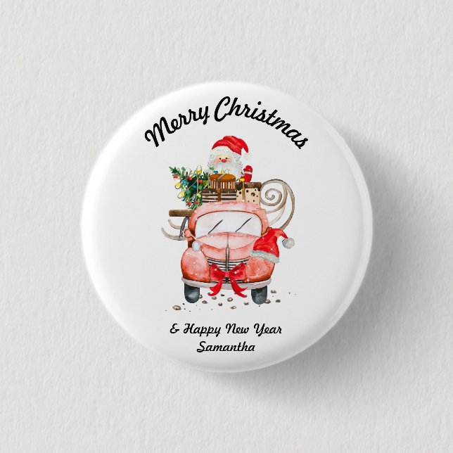 Happy new year Santa gifts merry Christmas 3 Cm Round Badge (Front)