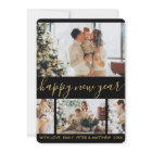 Happy New Year Script Black Gold 4 Photo Collage