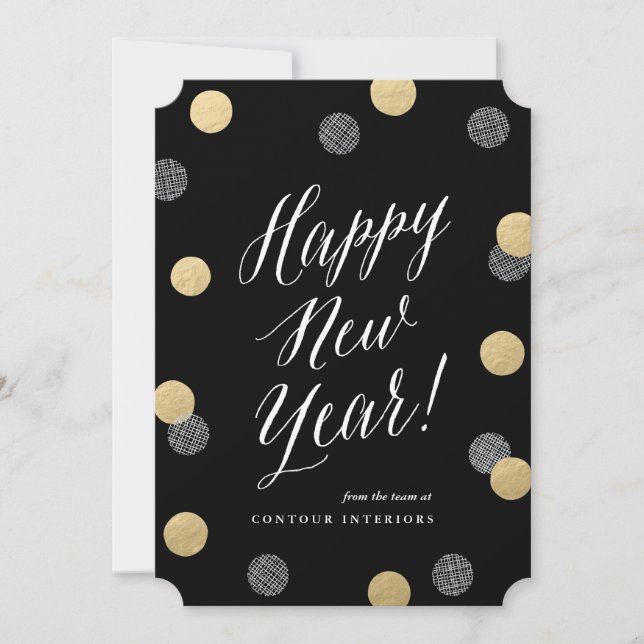 Happy New Year Script non-photo holiday card (Front)