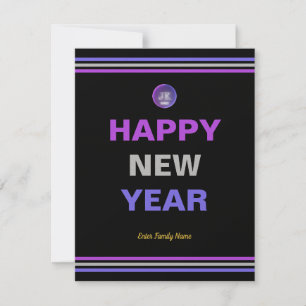 Happy New Year script text holiday card