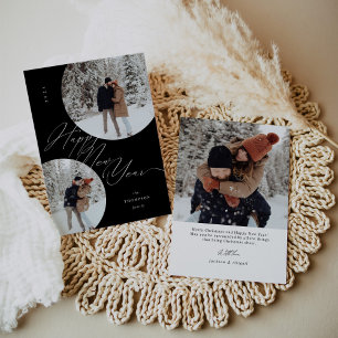 Happy New Year Script Typography Photo Christmas Holiday Card