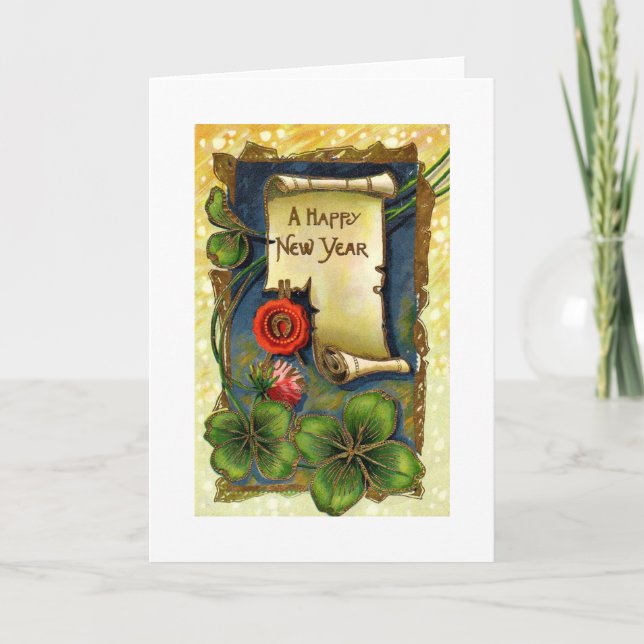 Happy New Year Scroll Holiday Card (Front)
