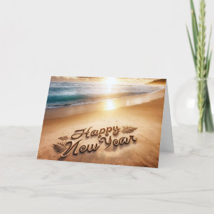 Happy New Year Seashore Holiday Card