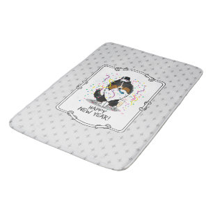 Happy New Year Shetland Sheepdog (tri colour) Cute Bath Mat