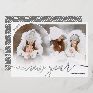 Happy New Year silver 2 photo arch overlay collage