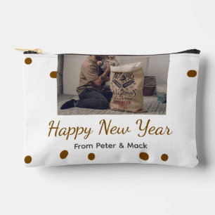 Happy new year Single father add photo name brown Accessory Pouch