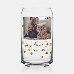 Happy new year Single father add photo name brown  Can Glass