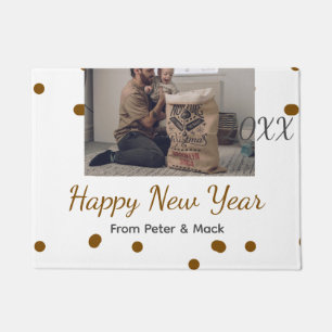 Happy new year Single father add photo name brown  Doormat