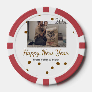 Happy new year Single father add photo name brown  Poker Chips