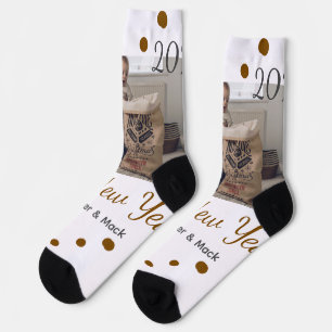 Happy new year Single father add photo name brown  Socks