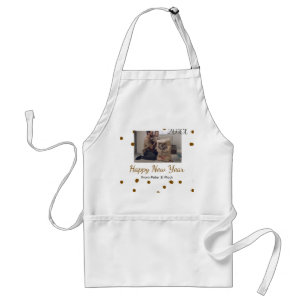 Happy new year Single father add photo name brown  Standard Apron