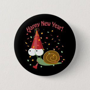 Happy new Year Snail 6 Cm Round Badge