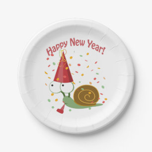 Happy New Year! Snail Paper Plate