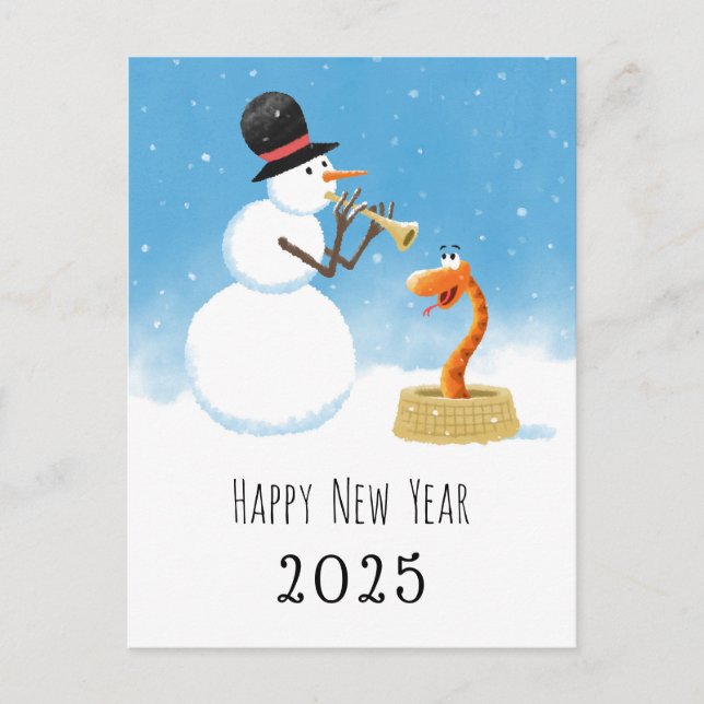 Happy New Year Snake Chinese Lunar Zodiac 2025 Holiday Postcard (Front)