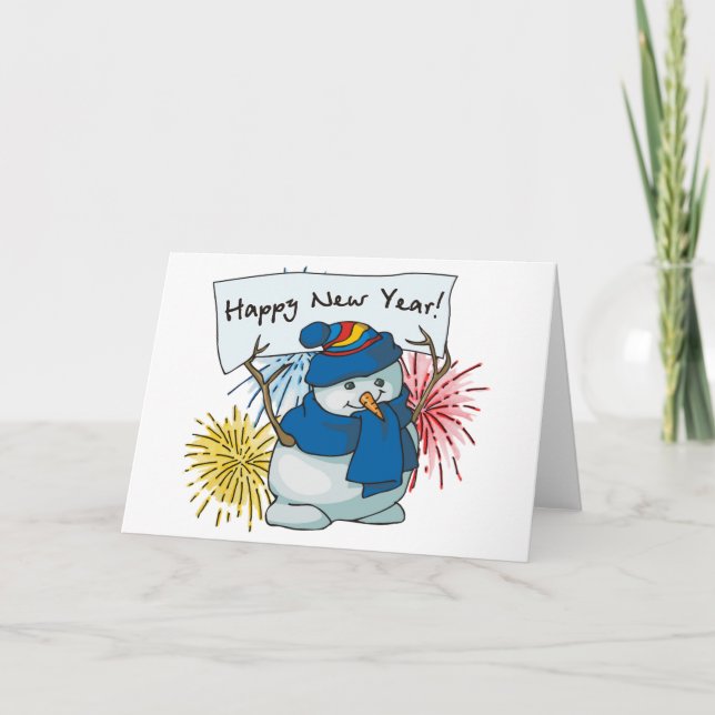 happy new year snowman holiday card (Front)