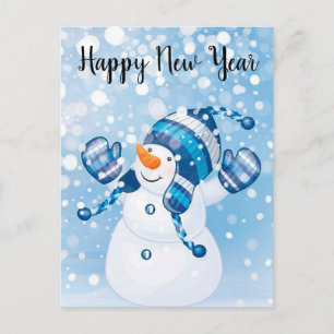 Happy New Year Snowman Postcard