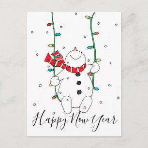 Happy New Year Snowman Postcard