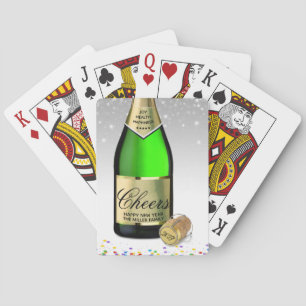 Happy New Year Sparkling Wine Bottle 2027 Playing Cards