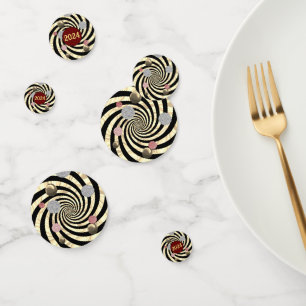 Happy New Year, spirals and bubbles Confetti