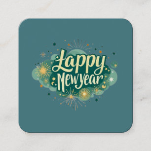 Happy New Year Square Business Card