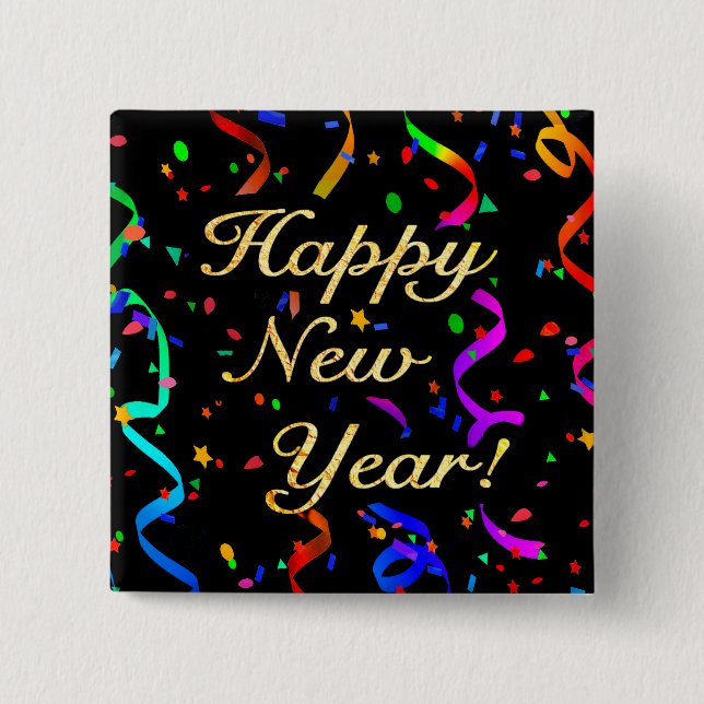 "Happy New Year!" square button (Front)