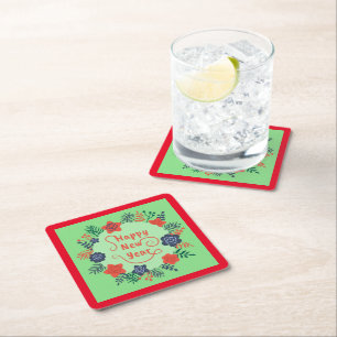 HAPPY NEW YEAR SQUARE PAPER COASTER