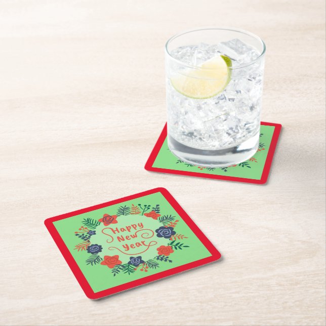 HAPPY NEW YEAR  SQUARE PAPER COASTER (Insitu)