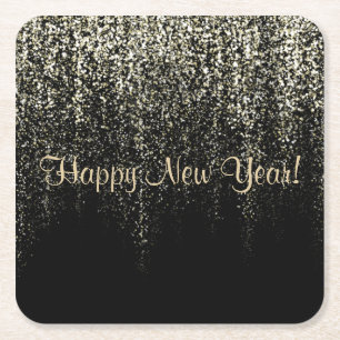 Happy New Year Square Paper Coaster