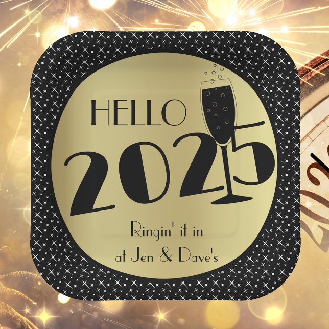 Happy New Year Square Paper Plate (Creator Uploaded)