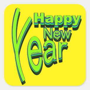 HAPPY NEW YEAR SQUARE STICKER