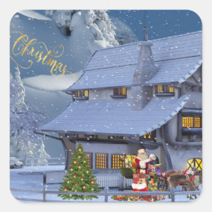 happy new year square sticker