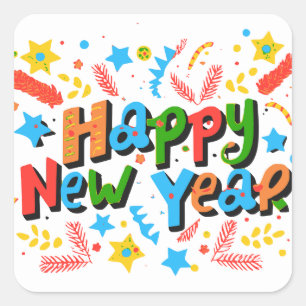 Happy New Year Square Sticker