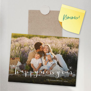 Happy New Year Starbursts Photo Magnetic Card
