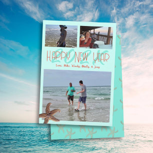 Happy New Year Starfish Photo Templates Card