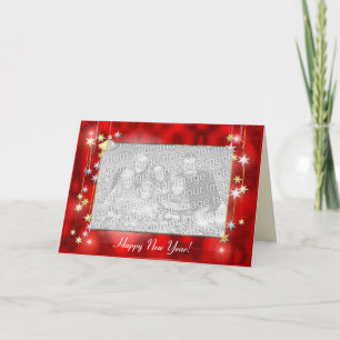 Happy New Year Stars (photo frame) Holiday Card
