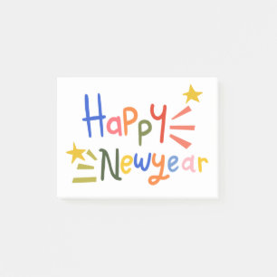 Happy New Year sticker typography, festive Post-it Notes