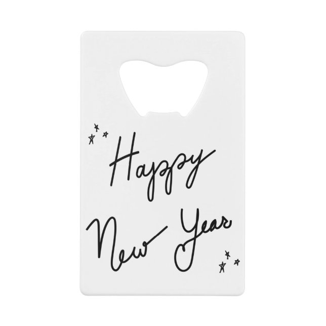 Happy New Year sticker typography, minimal ink (Front)