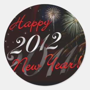 Happy New Year Stickers - 2012 with Fireworks