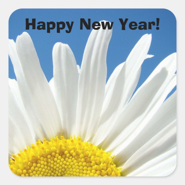 Happy New Year! stickers Blue Sky White Daisy (Front)