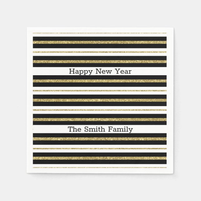 Happy New Year Stripes Napkin (Front)
