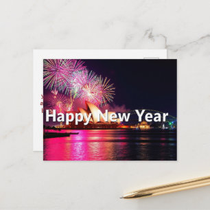 Happy New Year Sydney Australia Night Lights Postcard