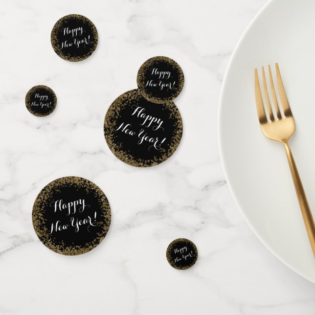 Happy New Year table scatter gold and black Confetti (Group)