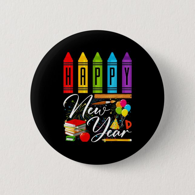 Happy New Year Teacher Fireworks New Years Eve Par 6 Cm Round Badge (Front)